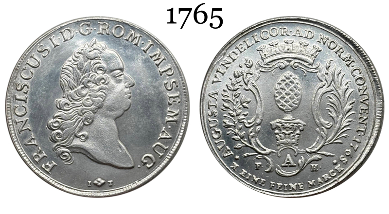 German States 1765 1 Conventionsthaler Free City Of Augsburg Silver Plated Replica Coin Commemorative Medal,Historical Collectible Art Craft For Enthusiasts