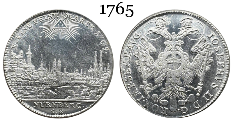German States 1765 1 Thaler Free Imperial City Of Nuremberg Silver Plated Replica Coin Commemorative Medal,Historical Collectible Art Craft For Enthusiasts