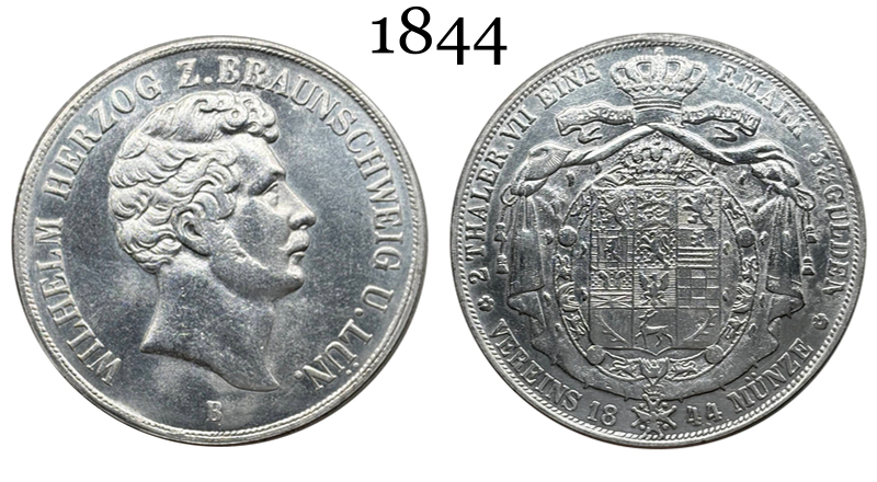 German States 1844 B 1854 B 2 Thaler 3 1/2 Gulden William Silver Plated Replica Coin Commemorative Medal,Historical Collectible Art Craft For Enthusiasts