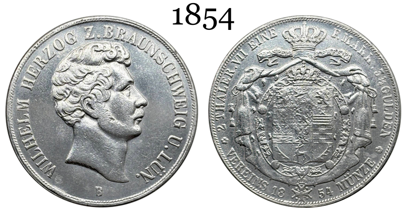 German States 1844 B 1854 B 2 Thaler 3 1/2 Gulden William Silver Plated Replica Coin Commemorative Medal,Historical Collectible Art Craft For Enthusiasts