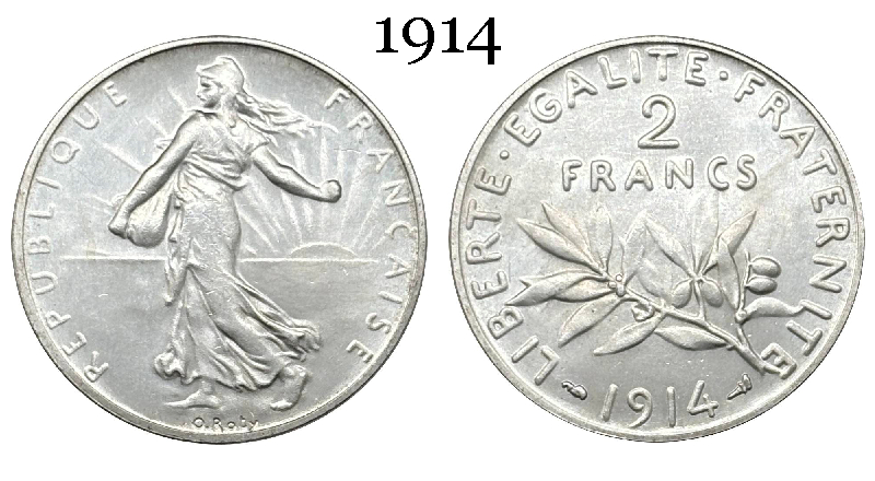 France 2 Francs 1914 1915 1916 1917 Liberte Egalite Republic Silver Plated Replica Coin Commemorative Medal,Historical Collectible Art Craft For Enthusiasts
