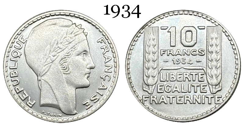 France 10 Francs 1930 1931 1932 1933 1934 Liberte Republic Silver Plated Replica Coin Commemorative Medal,Historical Collectible Art Craft For Enthusiasts