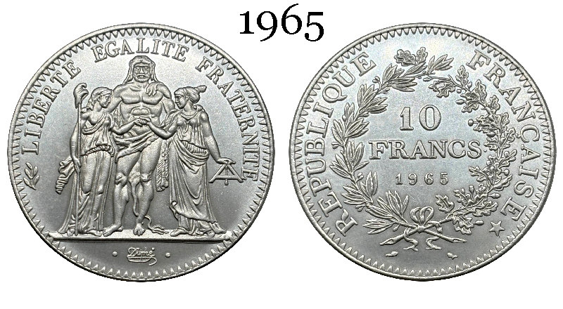 France 10 Francs 1965 1966 1967 1968 1969 1970 1971 Fifth Republic Metropolitan Silver Plated Replica Coin Commemorative Medal,Historical Collectible Art Craft For Enthusiasts