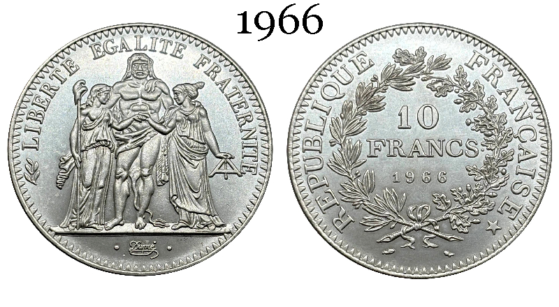 France 10 Francs 1965 1966 1967 1968 1969 1970 1971 Fifth Republic Metropolitan Silver Plated Replica Coin Commemorative Medal,Historical Collectible Art Craft For Enthusiasts