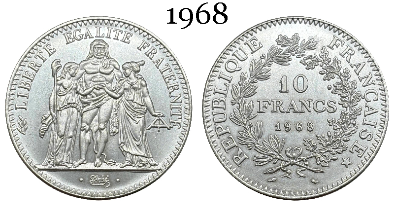 France 10 Francs 1965 1966 1967 1968 1969 1970 1971 Fifth Republic Metropolitan Silver Plated Replica Coin Commemorative Medal,Historical Collectible Art Craft For Enthusiasts