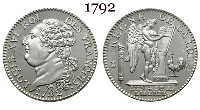 France 1792 1/2 Ecu Louis XVI Francois Liberte Silver Plated Replica Coin Commemorative Medal,Historical Collectible Art Craft For Enthusiasts