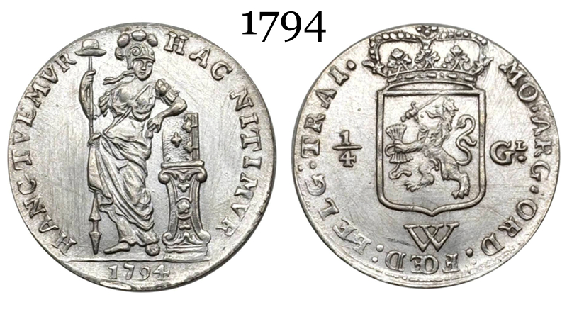 Netherlands West Indies 1794 1 /4 Gulden Kwartgulden Silver Plated Replica Coin Commemorative Medal,Historical Collectible Art Craft For Enthusiasts