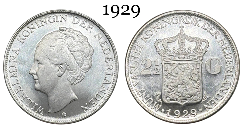 Netherlands 1929 1930 1931 1932 2 1/2 Gulden Wilhelmina I Silver Plated Metal Replica Coin Commemorative Medal,Historical Collectible Art Craft For Enthusiasts