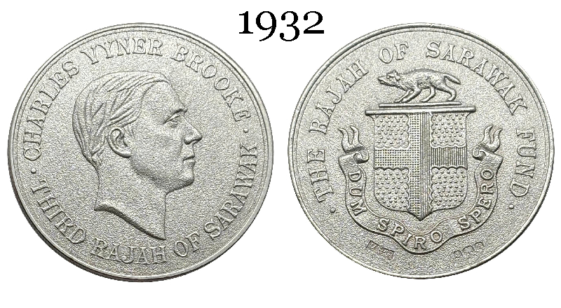 Sarawak Fund British Malaysia 1932 33 Silver Medal Rajah Dollar Silver Plated Replica Coin Commemorative Medal,Historical Collectible Art Craft For Enthusiasts