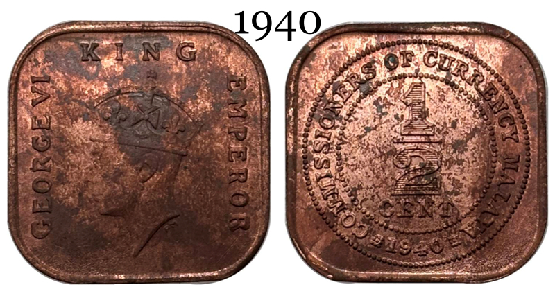 British Malaysia 1940 1/2 Cent George VI Copper Metal Replica Coin Commemorative Medal,Historical Collectible Art Craft For Enthusiasts