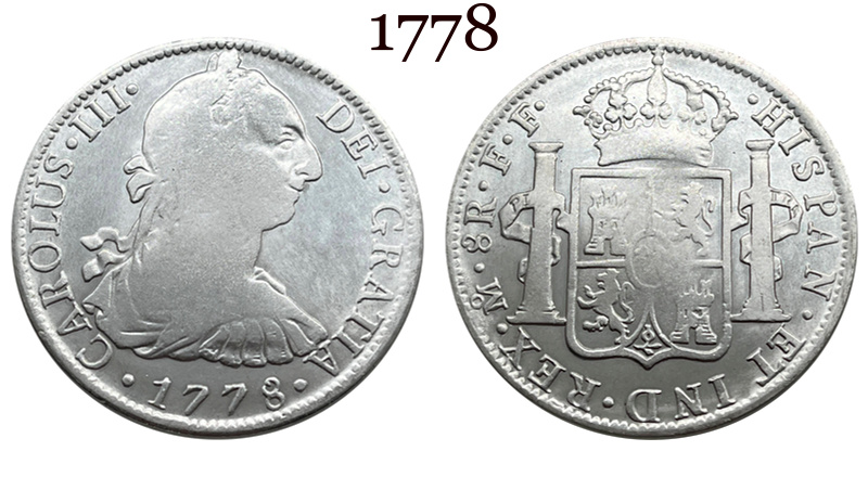 Mexico 1776 1778 8 Reals Carlos III Bust Facing Right Silver Plated Replica Coin Commemorative Medal,Historical Collectible Art Craft For Enthusiasts
