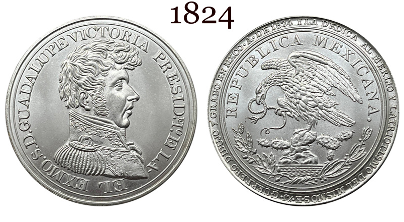 Mexico President Guadalupe Victoria Medal 1824 Silver Plated Replica Coin Commemorative Medal,Historical Collectible Art Craft For Enthusiasts