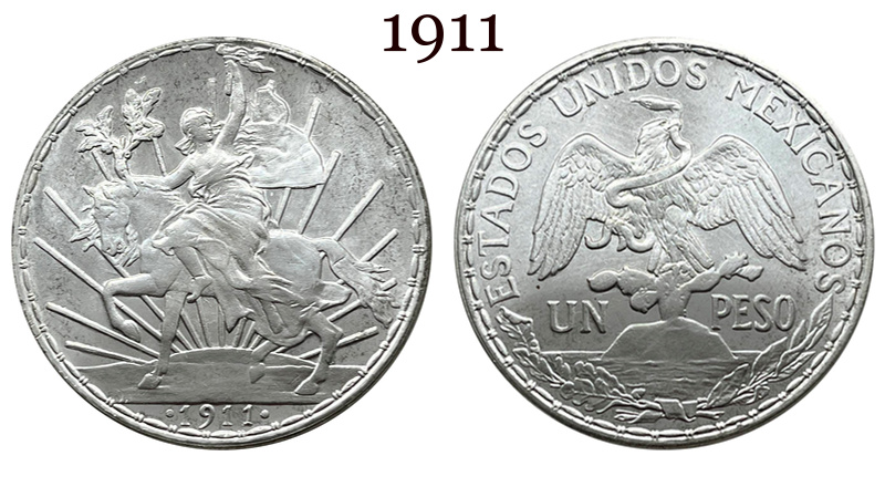 Mexico UN 1 Peso Caballito 1911 100th Anniversary Republic Independence Silver Plated Replica Coin Commemorative Medal,Historical Collectible Art Craft For Enthusiasts