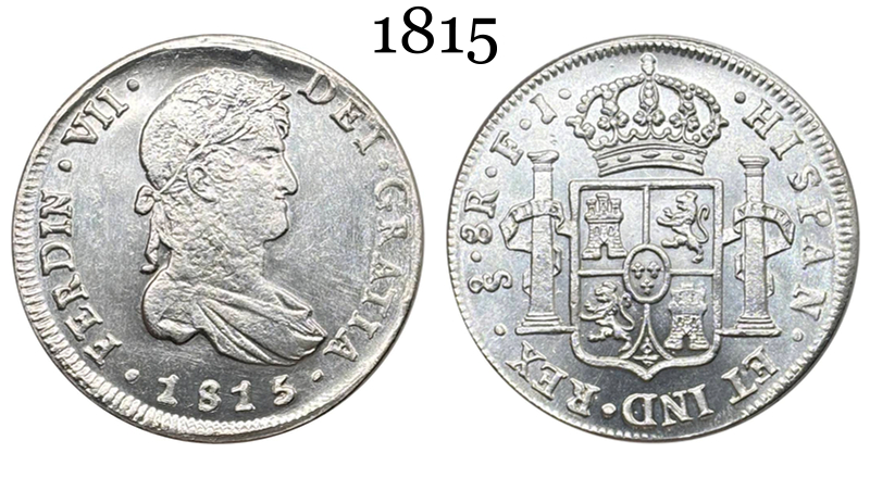 Mexico Chile 8 Reales Fernando VII Bust of Fernando VII 1813 1815 Plated Silver Replica Coin Commemorative Medal,Historical Collectible Art Craft For Enthusiasts
