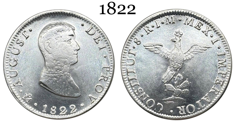 Mexico 1822 8 Reales Agustin I Empire Of Iturbide Silver Plated Replica Coin Commemorative Medal,Historical Collectible Art Craft For Enthusiasts