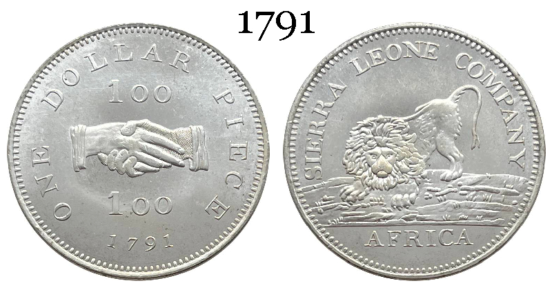 British Colony Sierra Leone Company 1791 One Dollar Africa 100 Silver Plated Replica Coin Commemorative Medal,Historical Collectible Art Craft For Enthusiasts