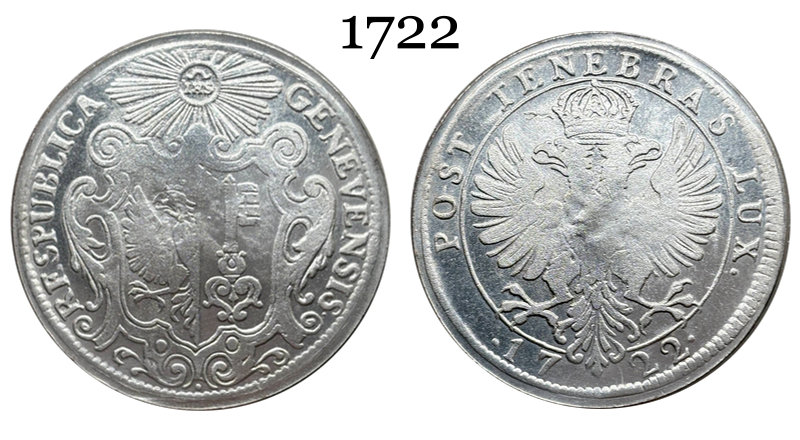 City Of Geneva 1722 1 Thaler Swiss Silver Plated Replica Coin Commemorative Medal,Historical Collectible Art Craft For Enthusiasts