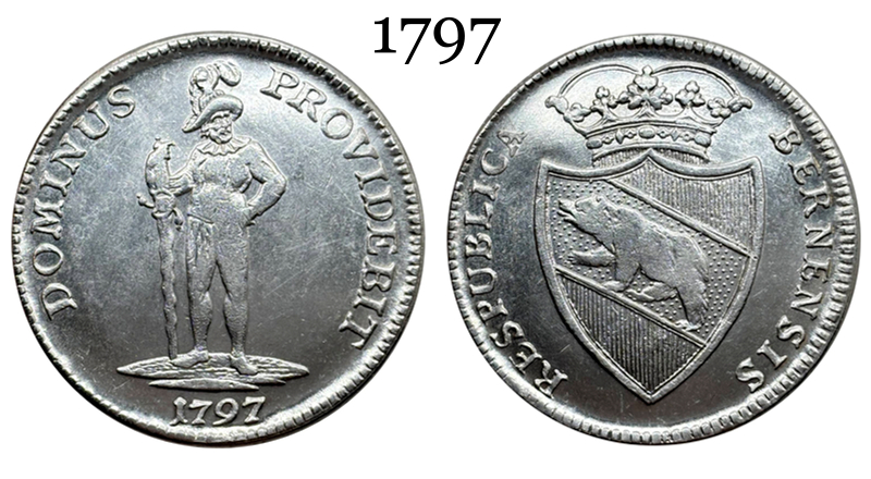 Switzerland Swiss Cantons Bern 1797 1 Thaler Two Feathers Silver Plated Replica Coin Commemorative Medal,Historical Collectible Art Craft For Enthusiasts