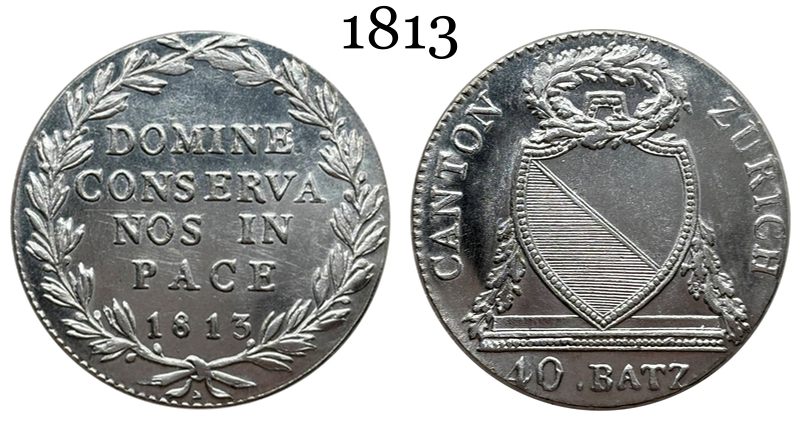 Switzerland Zurich 40 Batzen 1813 Plated Silver Replica Coin Commemorative Medal,Historical Collectible Art Craft For Enthusiasts