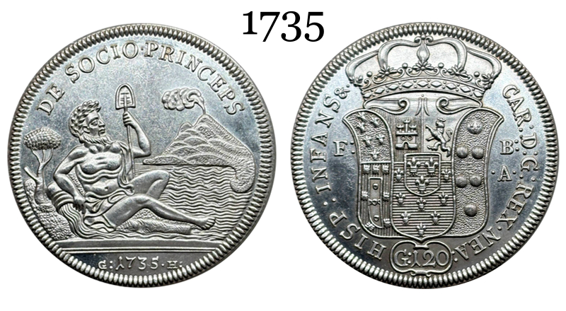 Italian States Kingdom of Naples 120 Grana Carlo I 1735 Plated Silver Replica Coin Commemorative Medal,Historical Collectible Art Craft For Enthusiasts