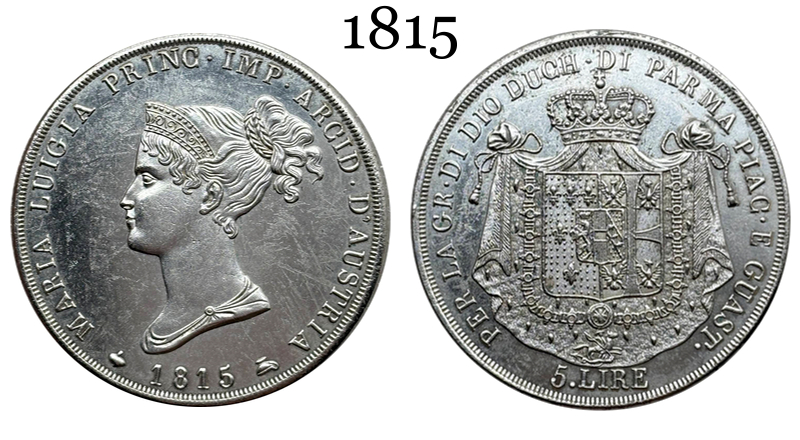 Italian States Duchy of Parma 1815 5 Lire Maria Luigia Silver Plated Replica Coin Commemorative Medal,Historical Collectible Art Craft For Enthusiasts