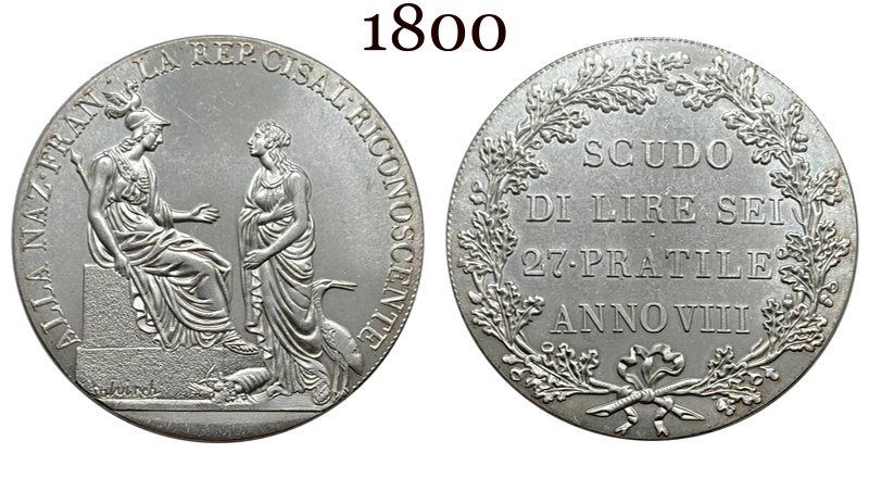 Italian States Cisalpine Republic 1800 1 Scudo 6 Lire Silver Plated Replica Coin Commemorative Medal,Historical Collectible Art Craft For Enthusiasts