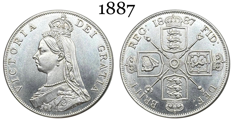 United Kingdom 1887 2 Florins Victoria 2nd Portrait Double Florin Great Britain UK Silver Plated Replica Coin Commemorative Medal,Historical Collectible Art Craft For Enthusiasts