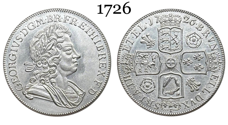 United Kingdom 1726 1/2 Crown George I Silver Plated Replica Coin Commemorative Medal,Historical Collectible Art Craft For Enthusiasts