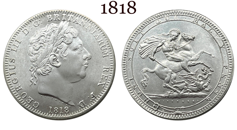 British 1818 1 One Crown George III United Kingdom Silver Plated Replica Coin Commemorative Medal,Historical Collectible Art Craft For Enthusiasts