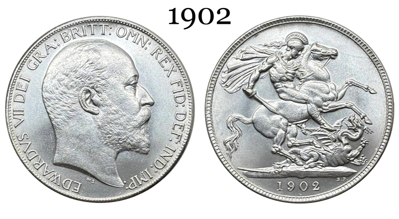 United Kingdom 1902 1 Crown Edward VII British Silver Plated Replica Coin Commemorative Medal,Historical Collectible Art Craft For Enthusiasts