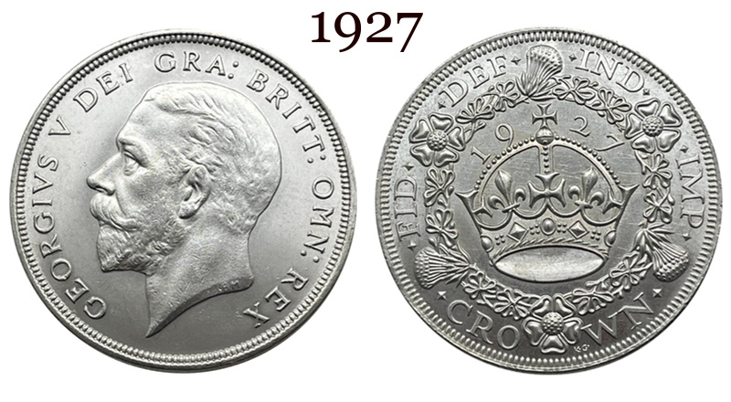 United Kingdom 1 Crown 1927 1928 1929 1930 1931 1932 1933 1934 1936 George V Wreath Crown Great Britain Silver Plated  Replica Coin Commemorative Medal,Historical Collectible Art Craft For Enthusiasts