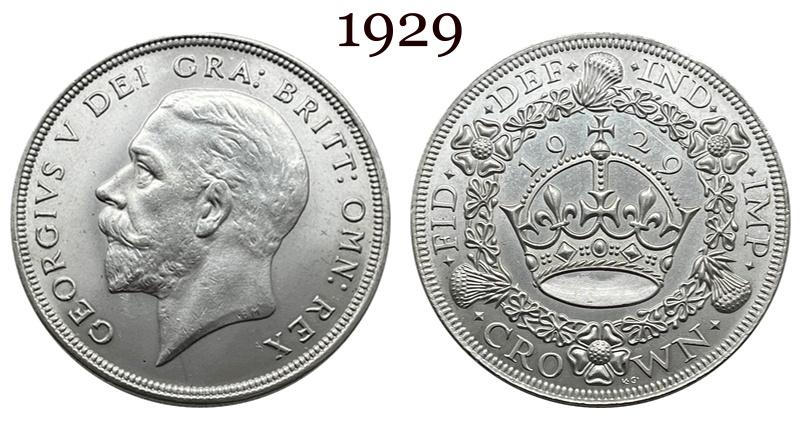 United Kingdom 1 Crown 1927 1928 1929 1930 1931 1932 1933 1934 1936 George V Wreath Crown Great Britain Silver Plated  Replica Coin Commemorative Medal,Historical Collectible Art Craft For Enthusiasts