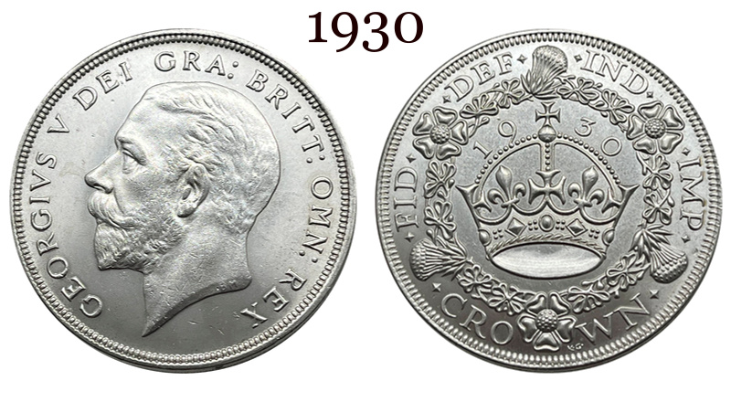 United Kingdom 1 Crown 1927 1928 1929 1930 1931 1932 1933 1934 1936 George V Wreath Crown Great Britain Silver Plated  Replica Coin Commemorative Medal,Historical Collectible Art Craft For Enthusiasts