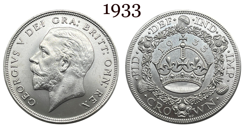 United Kingdom 1 Crown 1927 1928 1929 1930 1931 1932 1933 1934 1936 George V Wreath Crown Great Britain Silver Plated  Replica Coin Commemorative Medal,Historical Collectible Art Craft For Enthusiasts