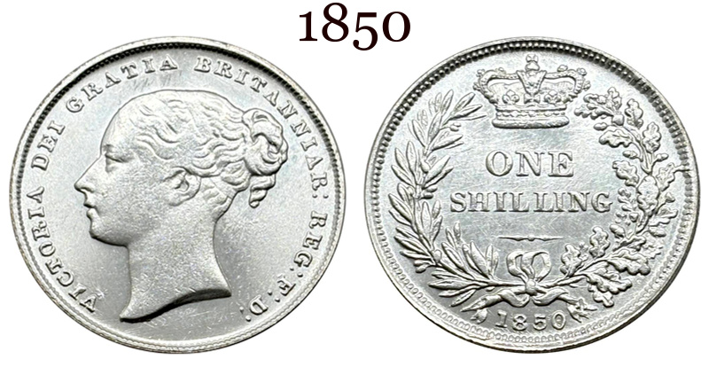United Kingdom 1838 1839 1840 1844 1850 1851 1852 1853 1858 1869 1871 1879 1881 1883 1 One Shilling Victoria British Portrait Silver Plated Replica Coin Commemorative Medal,Historical Collectible Art Craft For Enthusiasts