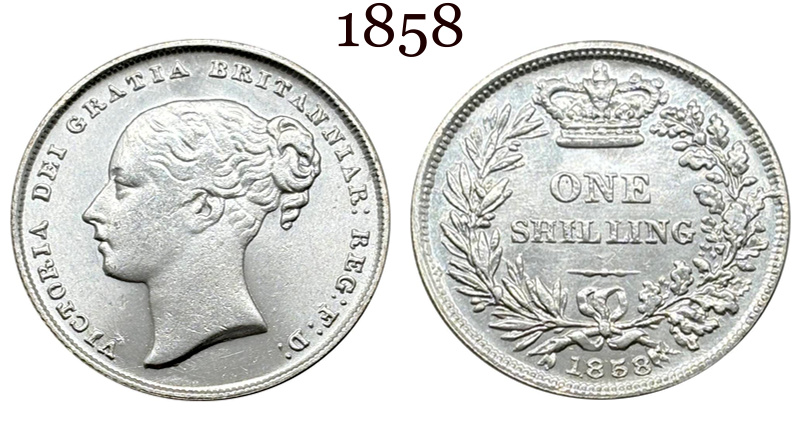 United Kingdom 1838 1839 1840 1844 1850 1851 1852 1853 1858 1869 1871 1879 1881 1883 1 One Shilling Victoria British Portrait Silver Plated Replica Coin Commemorative Medal,Historical Collectible Art Craft For Enthusiasts
