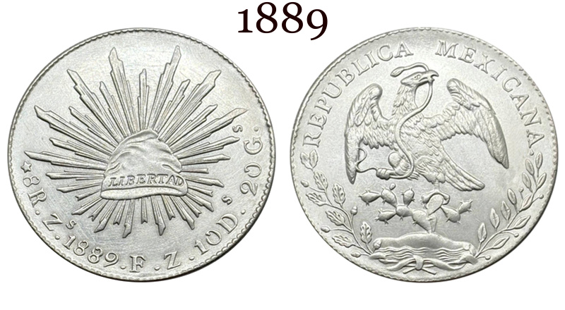 Mexico 1875 1881 1882 1887 1889 1891 1892 1893 1894 8 Reales Eagle With Snake Silver Plated Replica Coin Commemorative Medal,Historical Collectible Art Craft For Enthusiasts