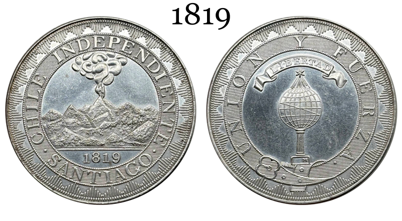 Chile Republic 1819 1 Peso Santiago Silver Plated Replica Coin Commemorative Medal,Historical Collectible Art Craft For Enthusiasts