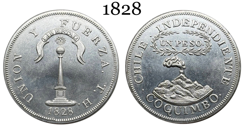 Chile 1828 UN 1 Peso Coquimbo Independiente Silver Plated Replica Coin Commemorative Medal,Historical Collectible Art Craft For Enthusiasts