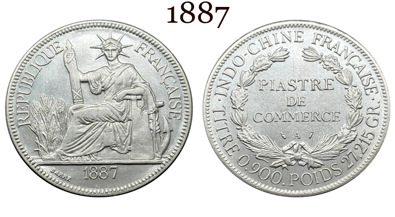 France Indochina 1 One Piastre 1886-1928 21 Pcs Selling Silver Plated Replica Coin Commemorative Medal,Historical Collectible Art Craft For Enthusiasts
