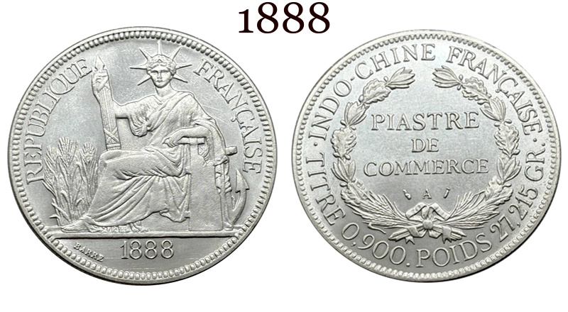 France Indochina 1 One Piastre 1886 1887 1888 1890 1895 1898 1899 1901 1906 1908 1909 1910 1913 1921 1922 1924 1925 1926 1927 1928 French Indochina Silver Plated Replica Coin Commemorative Medal,Historical Collectible Art Craft For Enthusiasts