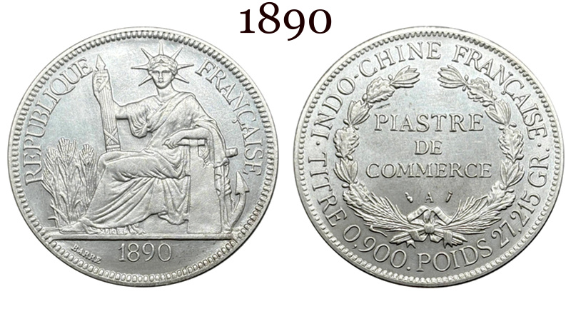 France Indochina 1 One Piastre 1886 1887 1888 1890 1895 1898 1899 1901 1906 1908 1909 1910 1913 1921 1922 1924 1925 1926 1927 1928 French Indochina Silver Plated Replica Coin Commemorative Medal,Historical Collectible Art Craft For Enthusiasts