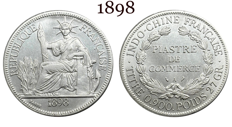 France Indochina 1 One Piastre 1886 1887 1888 1890 1895 1898 1899 1901 1906 1908 1909 1910 1913 1921 1922 1924 1925 1926 1927 1928 French Indochina Silver Plated Replica Coin Commemorative Medal,Historical Collectible Art Craft For Enthusiasts