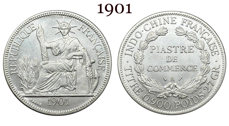 France Indochina 1 One Piastre 1886 1887 1888 1890 1895 1898 1899 1901 1906 1908 1909 1910 1913 1921 1922 1924 1925 1926 1927 1928 French Indochina Silver Plated Replica Coin Commemorative Medal,Historical Collectible Art Craft For Enthusiasts