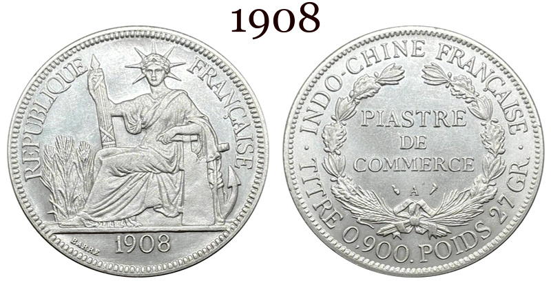 France Indochina 1 One Piastre 1886 1887 1888 1890 1895 1898 1899 1901 1906 1908 1909 1910 1913 1921 1922 1924 1925 1926 1927 1928 French Indochina Silver Plated Replica Coin Commemorative Medal,Historical Collectible Art Craft For Enthusiasts