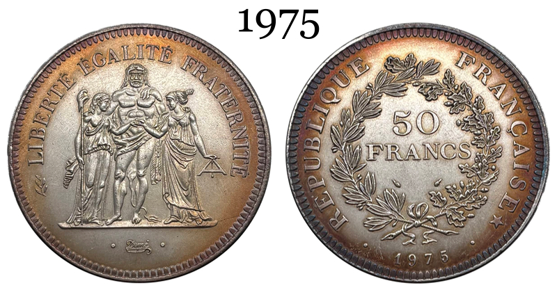 France 1974 1975 1976 1977 1978 1979 1980 50 Francs Hercule Silver Plated Replica Coin Commemorative Medal,Historical Collectible Art Craft For Enthusiasts