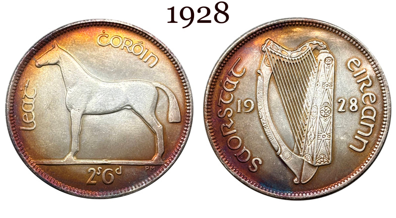 Ireland 1928 1930 1931 1933 1934 1937 Half Crown 2 Shillings 6 Pence Silver Plated Metal Replica Coin Commemorative Medal,Historical Collectible Art Craft For Enthusiasts