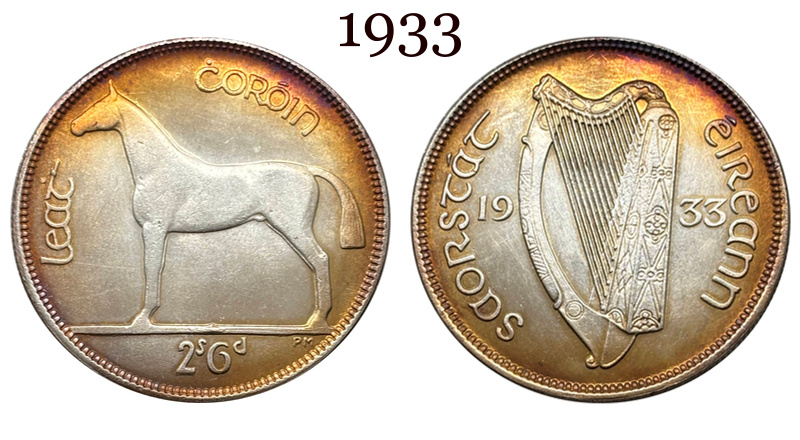 Ireland 1928 1930 1931 1933 1934 1937 Half Crown 2 Shillings 6 Pence Silver Plated Metal Replica Coin Commemorative Medal,Historical Collectible Art Craft For Enthusiasts