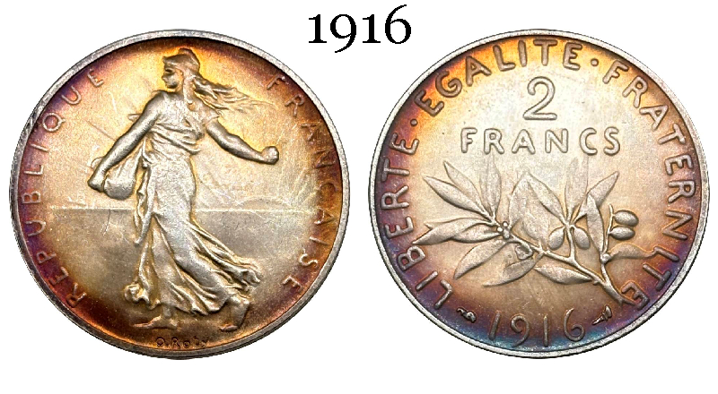 France 2 Francs 1914 1915 1916 1917 Liberte Egalite Republic Silver Plated Replica Coin Commemorative Medal,Historical Collectible Art Craft For Enthusiasts