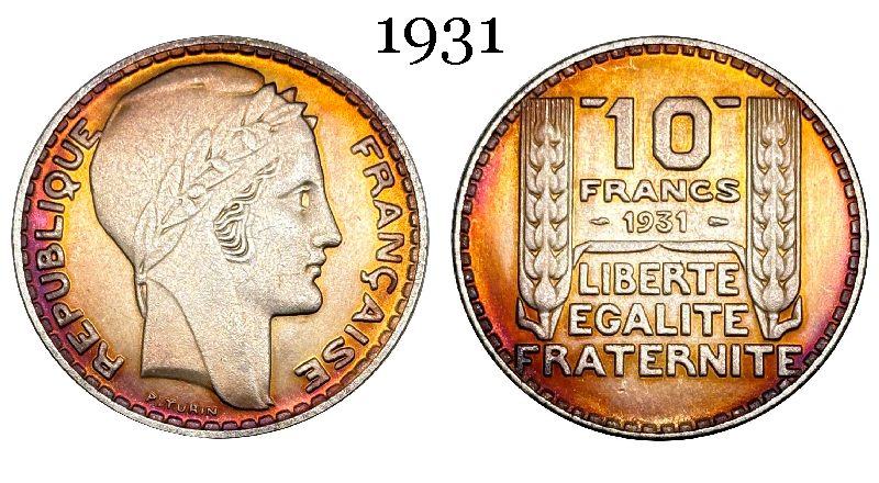France 10 Francs 1930 1931 1932 1933 1934 Liberte Republic Silver Plated Replica Coin Commemorative Medal,Historical Collectible Art Craft For Enthusiasts